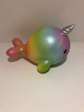 Candy scented Rainbow Uniwhale Squishy with silver horn